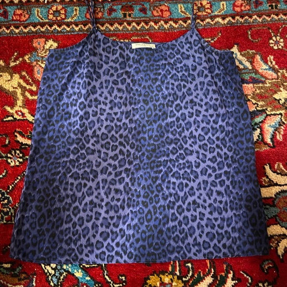 Equipment Tops - Equipment Blue Leopard Print Top